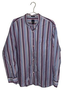 GAP Men’s Classic Red & Blue Stripe Button-Up Shirt Size XL 100% Cotton